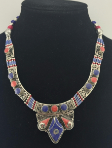 (1) Blue Lapis & Red Coral Large Necklace