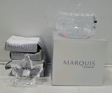 Marquis By Waterfront Crystal Pumpkin and 4 Maple Leaf Dishes
