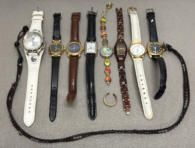 Timex Indiglo Quartz Wristwatch Set, Leather & Metal Bands, Multicolor Dials