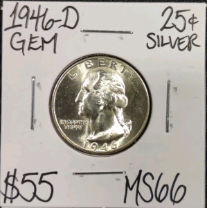 1946-D MS66 Gem Silver Washington Quarter