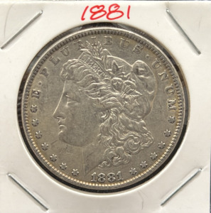1881 Morgan Silver Dollar Coin, United States, One Dollar