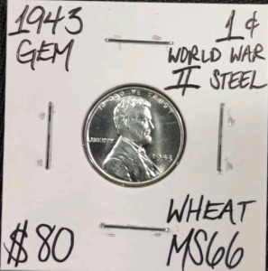 1943 MS66 World War II Steal Wheat Cent