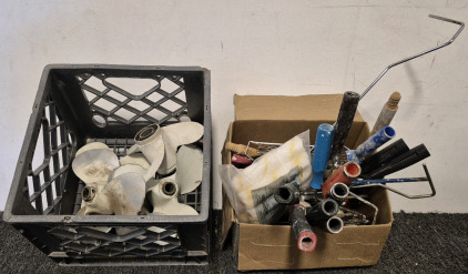 (4) Boat Blades with Crate, Paint Rollers, Paint Tools