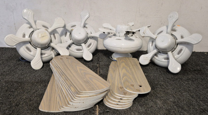 (4) White Fan Fixtures with (20) Fan Blades