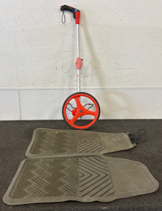 Two Automotive Floor Mats and Lufkin Measuring Wheel