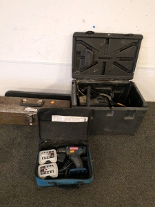 Metal Craftsman Tool Box and a Chainsaw with the Case and a RYOBI power drill