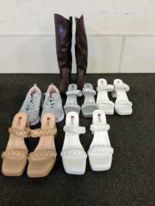 Assortment of shoes ranging from sizes 7 to 11 women's