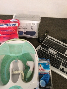 Pedicure Spa, Two Microsoft Keyboards One mouse and Couch Cover Humidifier
