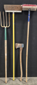 Vintage Axe, Garden Tool, Brush, Carpet Tool