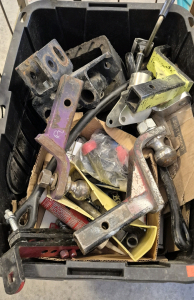 Various Toe Hitches, Box of Miscellaneous Tools and Accessories