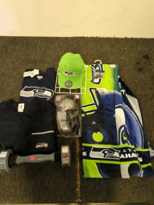 Seahawks Memorabilia Including men's shirt size small and women's shirt size medium