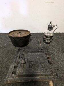 Cast Iron Pot and Cast Iron Stove Plate Door Antique Coffee Maker