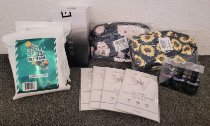 Cross Body Bags, Iron Flask Cup, Lexi White Reusable Forehead Wrinkle Patches, Suilu Gel Nail Polish, And (2) Chill Cubes Ice Pop Bags