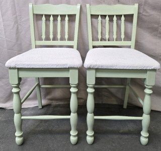 (2) Green & White Dining Chairs