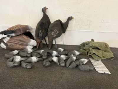 Goose & Turkey Decoys And A Army Bag