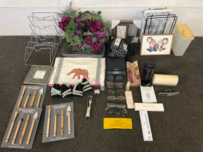 Heated Travel Mug, (3) Sets Of Terrarium Tool Set, Doggie Shoes, Folder Holders, Rose Wreath, Stylus Pen, And Much More!!!