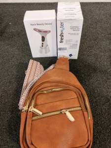 Neck Beauty Device, (3) Freshwater Mineral Spa Sanitizer And Cute Brown Bag