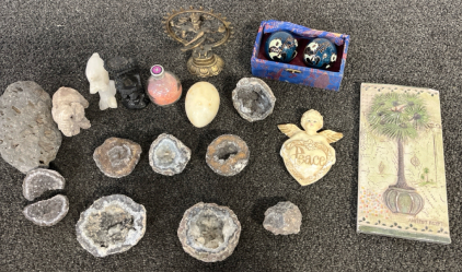 Geodes, Lava Rock, Elephant Statue, Vintage Chinese Stress Balls, And Much More!!!