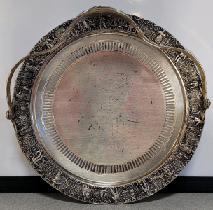 Beautiful 10" Nickel Silver Butler Tray With Handle