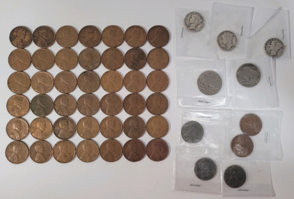 Wheat Pennies, Buffalo Nickels, Canadian Pennies, And Mercury Dimes
