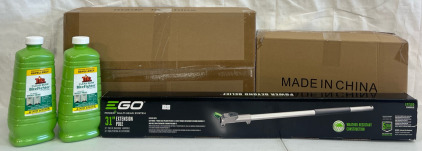 2 Pc 63" Solar Lamp Posts, Outdoor Chair Cushions (24&rdquo;x24&rdquo;x3&rdquo;), Tiki Clwan Burn BiteFighter Torch Fuel & Go 31&rdquo; Extention Pole