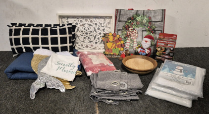Home Decor, Christmas Decor, Decorative Pillows, Wood Bowl, Stone Microwave Cooker, Decorative Mirror Tray, Mermaid Pillow Case, Bench Cushion, 2 (40inX84in) Curtains, 3 Artificial Snow Blankets, Christmas Bag Large, Plush Throw