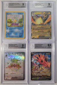 (4) Beckett Graded Pok&eacute;mon Cards- Squirtle, Kilowattrel EX, Forretress EX, Galatian Zapdos V