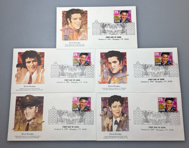 Elvis Presley Official First Day Of Issue Stamp 1993 Fleetwood Set Of 5 MINT