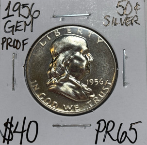1956 PR65 Gem Proof Silver Franklin Half Dollar