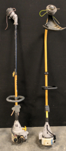 two Ryobi petrol line trimmers