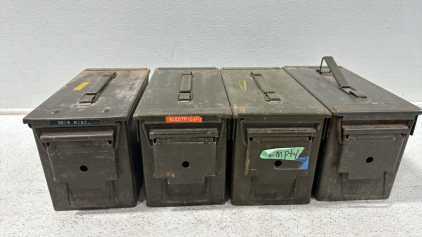 Lot Of 4 Ammo Cans Filled With Assorted Items