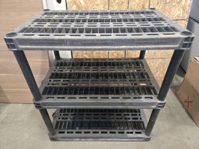 Plastic Stackable 3-Shelf Storage Rack - 37&frac34;"H x 37"W x 24"D
