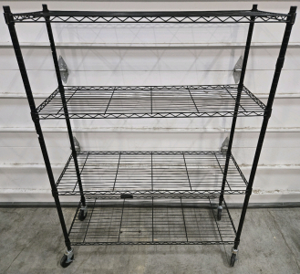 Black Metal Painted 4-Shelf Wire Storage Rack on Wheels - 64&frac12;"H x 47&frac14;"W x 17⅝"D