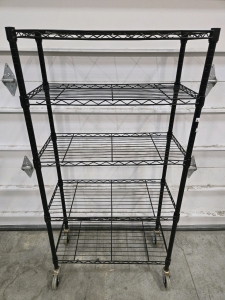 Black Metal Painted 5-Shelf Wire Storage Rack on Wheels - 58⅞"H x 29&frac12;"W x 13&frac12;"D