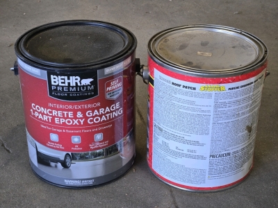 (1) Behr Premium Interior/Exterior Concrete & Garage 1-Part Epoxy Coating - Silver Gray - 3.78L & (1) Rubberized Leak Stopper Roof Patch Can - 3.4L / +$90 Combined Value!
