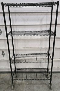 Black Painted 4-Shelf Metal Wire Storage Rack on Wheels - 71⅛"H x 35&frac14;"W x 13&frac12;"D