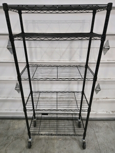 Black Metal Painted 5-Shelf Wire Storage Rack on Wheels - 64&frac14;"H x 29&frac12;"W x 13&frac12;"D