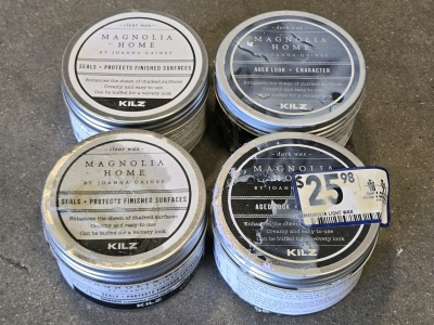 (4) Magnolia Home by Joanna Gaines KILZ [2 Dark Wax & 2 Clear Wax] - Aged Look + Character & Seals + Protects Finished Surfaces - 5.7OZ & 6OZ / +$100 Combined Value!
