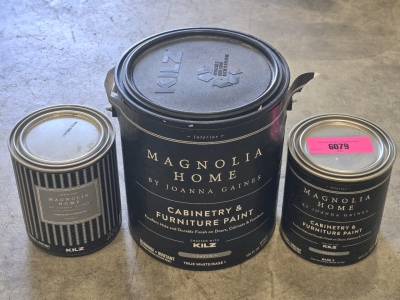 (3) Magnolia Home by Joana Gaines Cabinetry/Furniture KILZ Interior Paint - Satin&bull;Base 3 - [(2) 29FL OZ & (1) 3.73L] / +$120 Combined Value!