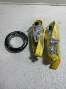 (2) Car Straps & (1) Bundle Of New Steel Cable