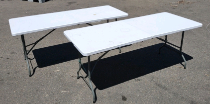 (2) 71"x 29"x 29" (White) Plastic Folding Tables