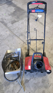 Toro Power Curve 18" Clearing Width Electric Single Stage Snow Blower & Commercial Stainless Steel Hand Washing Station Sink w/ Hot/Cold Water Hoses