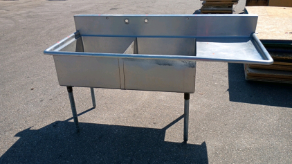 Commercial Stainless 2 Bin Sink 72x42x30