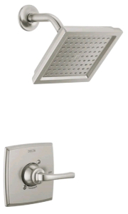 (1) Delta - Geist 14 Series Shower Faucet Set, Brushed Nickel Shower Head and Handle Set, Valve Trim Kit, SpotShield Brushed Nickel 142864-SP