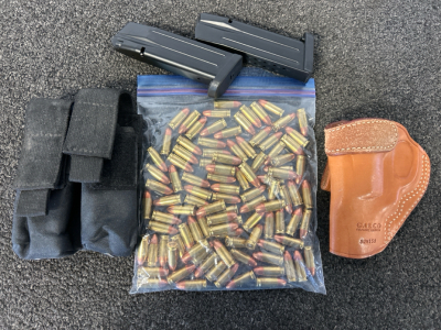 (100) Rnds Of 9mm Luger, Galco Leather Holster, and Pair of (17 Rnd) Magazines