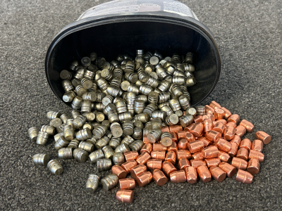 Container With Cast Lead and Copper Plated Bullets