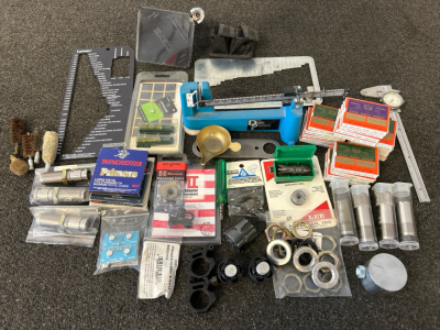 Large Selection Of Reloading Tools and Components: Dies, Primers, Case Length Gauges, Dillon Precise Scale, Die Lock Rings, Caliper, Choketubes and Much More