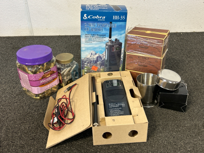 Mixed Brass, 2-Way Portable CB Radio, Collapsible Camping Cups, Ammo Storage Boxes