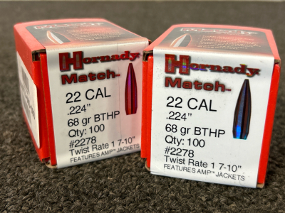 Hornady 22 Cal 68 Gr. BTHP (200 Count)