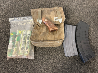 (4) Camo Smoke Sticks, Magazine Pouch, and Two Magazines